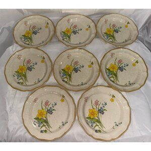 Mikasa Early Spring Salad Plates Garden Club  8" EC 409 Set of 8 Lot Floral